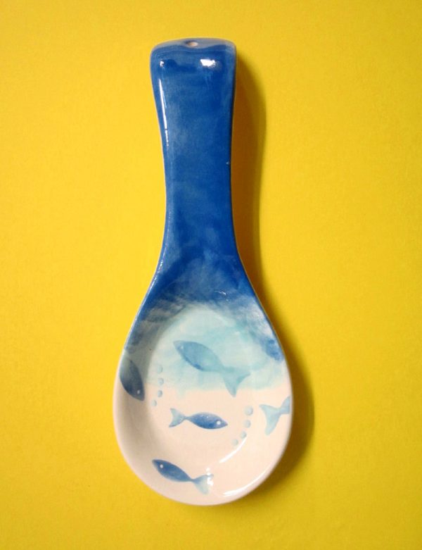 poggiamestolo ceramica pesci blu - andrea fanciaresi vendita online